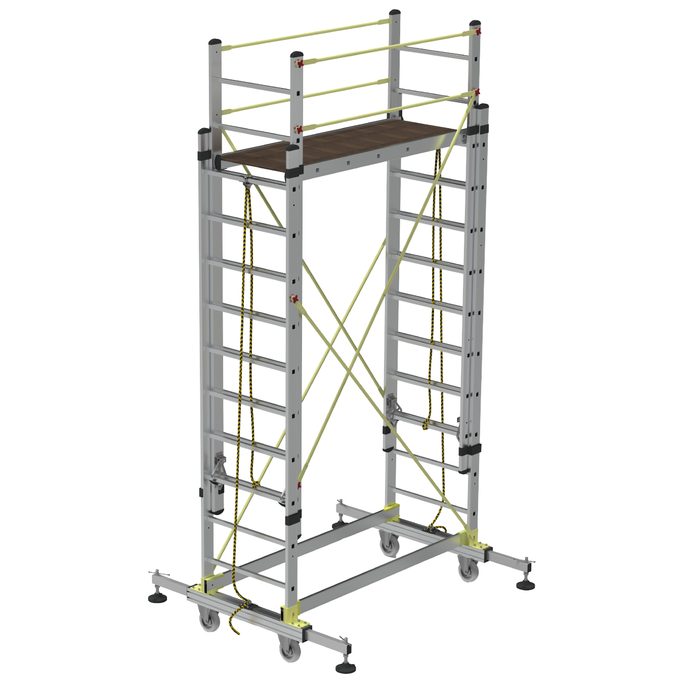 2 SECTION ALUMINUM TELESCOPIC SCAFFOLDING WITH ROPE SYSTEM